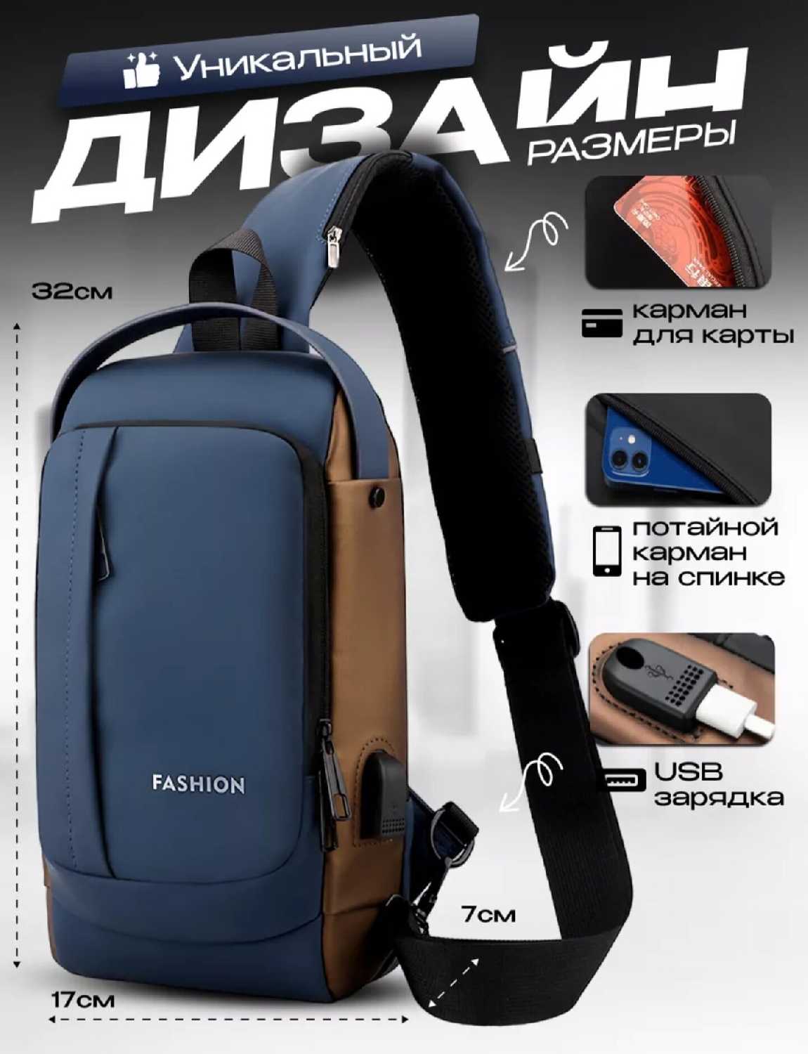 Дорожная сумка рюкзак противоугонный через плечо с кодовым замком фотография 11