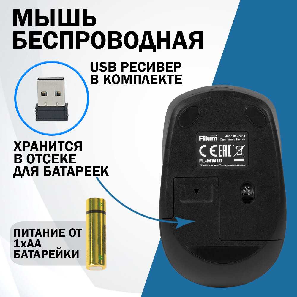 Мышь Wireless Filum FL-MW10 (FL-MW10-GY) фотография 2