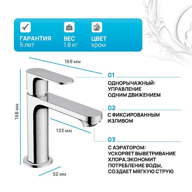 Смеситель для раковины Hansgrohe Rebris S (72517000) фотография 7