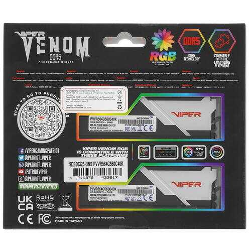 Оперативная память Patriot Memory VIPER Venom RGB DDR5 DIMM (PVVR564G560C40K) фотография 19