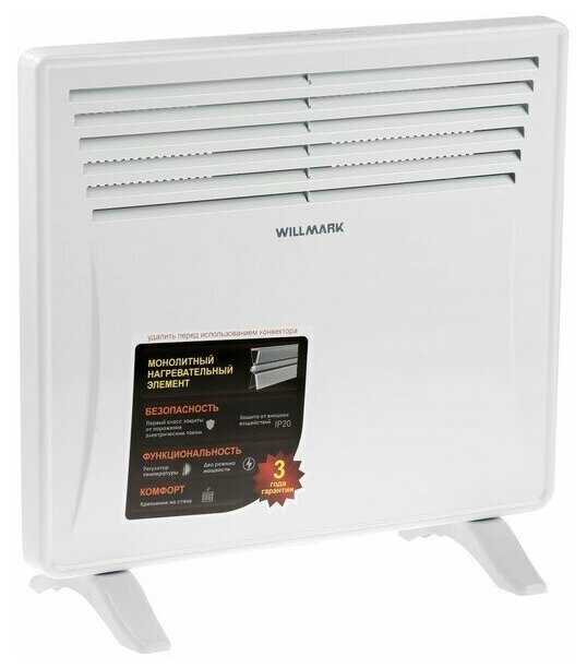 Обогреватель WILLMARK CH-1000Y/W, конвекторный, настенный/напольный, 1000 Вт, 20 м² фотография 13