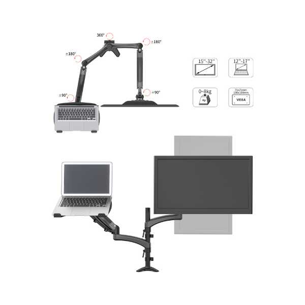 Кронштейн для монитора Cactus CS-VM-LH08-BK фотография 9