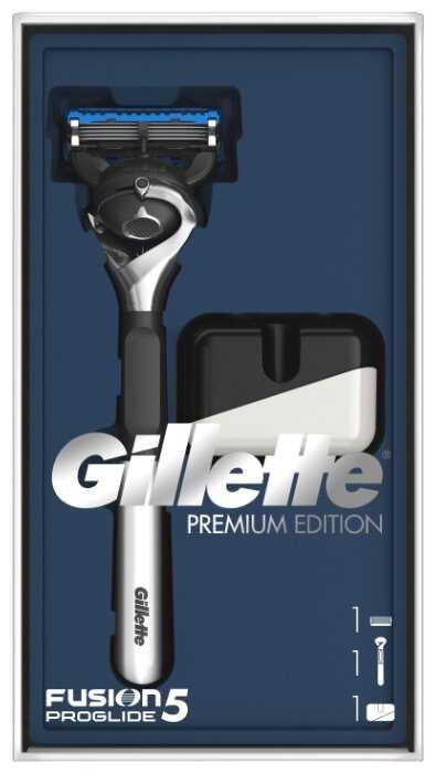 Набор Gillette подарочный подставка, бритвенный станок Fusion5 Proglide Flexball с эксклюзивной хромированной ручкой Premium Edition фотография 5