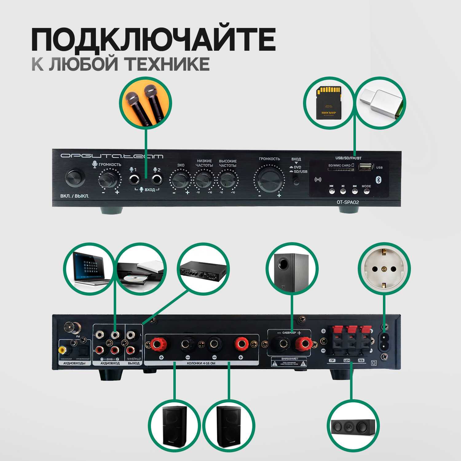 Усилитель звука Орбита Усилитель звука 6 каналов 5.1 (OT-SPA02) фотография 11