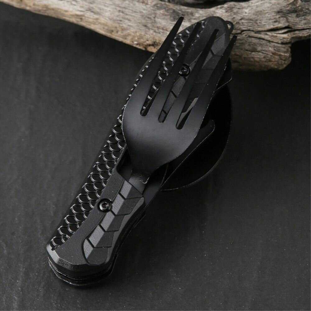 Туристический набор Складной набор столовых приборов 4-в-1 фотография 4