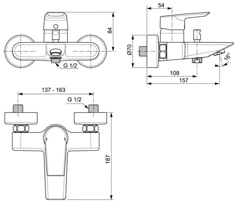 Смеситель для душа Ideal STANDARD Tesi A 6583 AA, рычажный фотография 2
