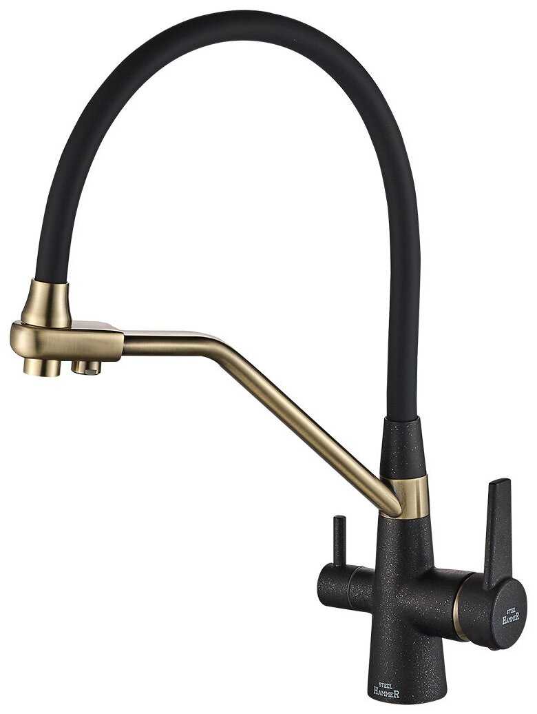 Смеситель для кухни (мойки) STEEL HAMMER SH 903-6 color/BR, рычажный