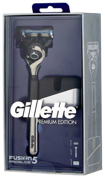 Набор Gillette подарочный подставка, бритвенный станок Fusion5 Proglide Flexball с эксклюзивной хромированной ручкой Premium Edition