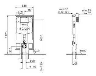 Унитаз с инсталляцией подвесной VitrA Normus 9773B003-7200 с горизонтальным выпуском фотография 2