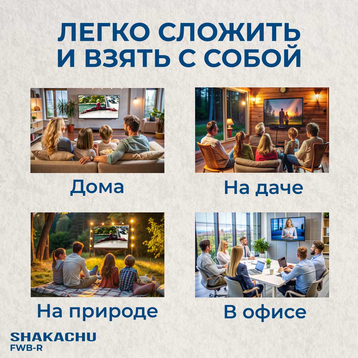 Складной экран для проектора Shakachu FWB100R (100