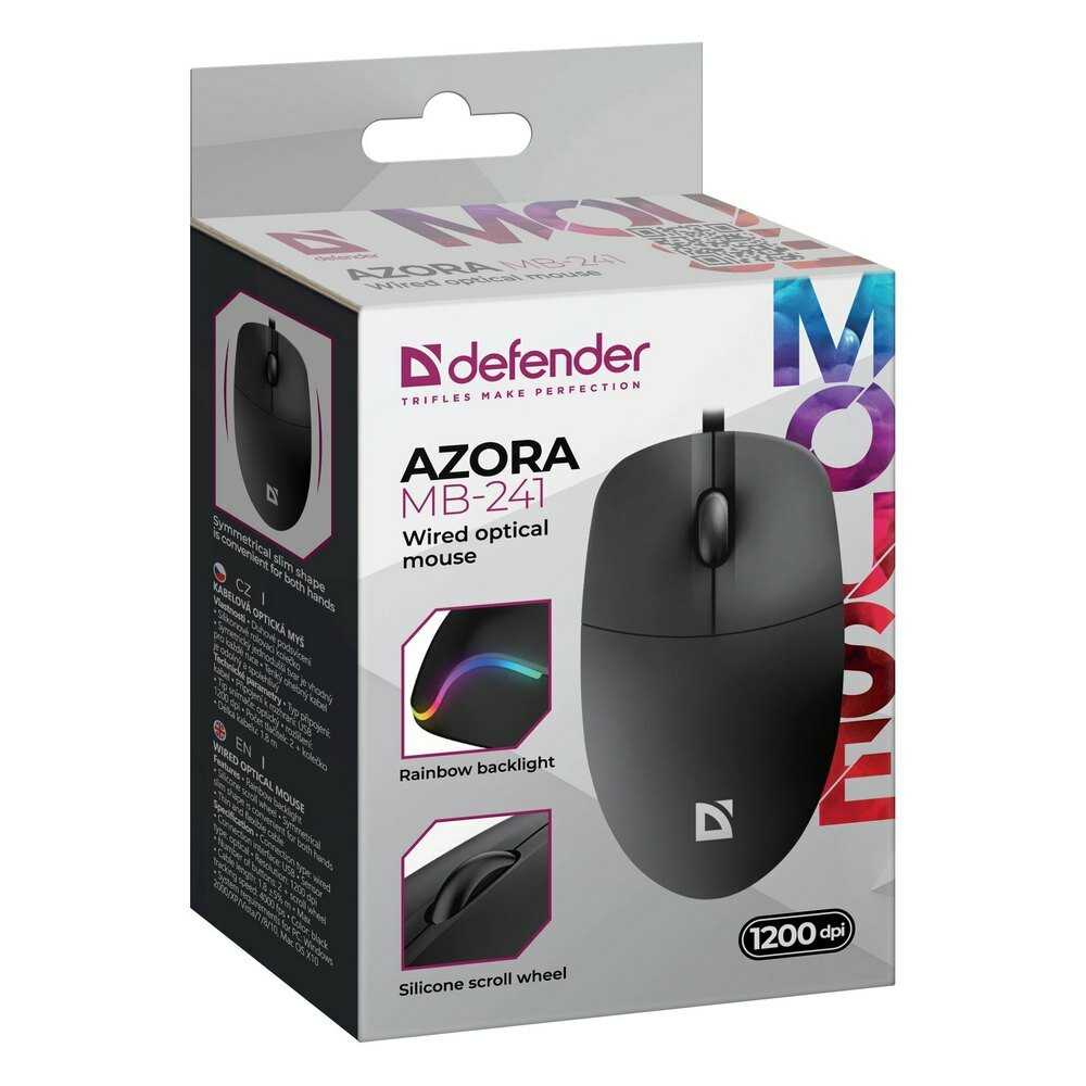 Мышь Defender Azora MB-241 (USB, 2 кнопки, оптическая, 1200dpi) (52241) фотография 3