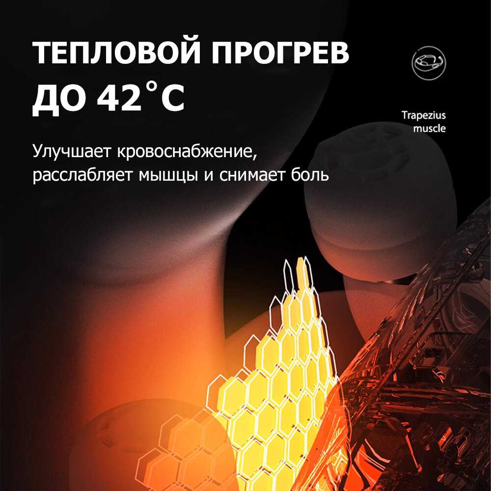 Массажер для шеи и плеч электрический KZ0310, с 6 роликами, щипковым механизмом и ИК прогревом, беспроводной фотография 12