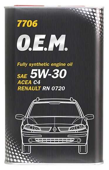 Синтетическое моторное масло Mannol 7706 O.E.M. for Renault Nissan 5W-30 фотография 1