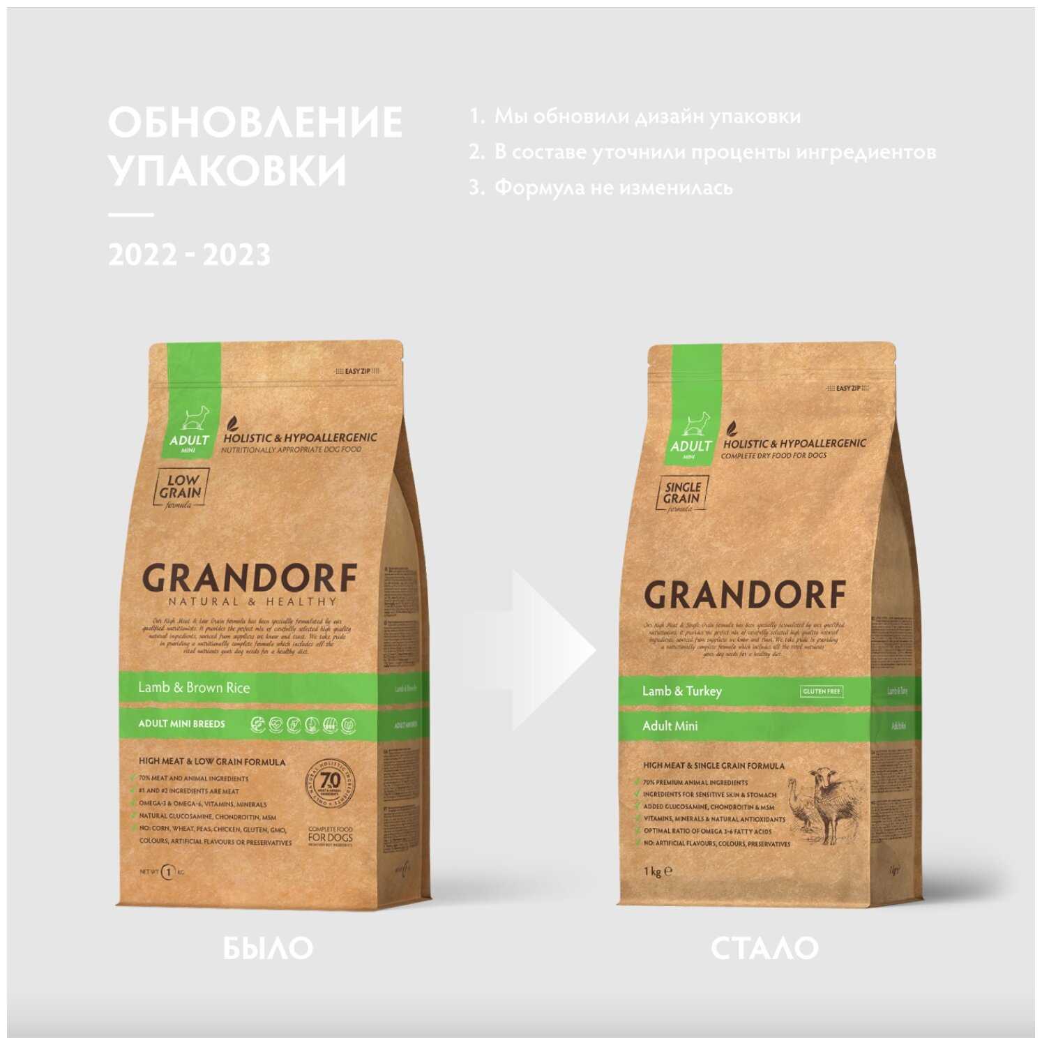 Корм для собак Grandorf гипоаллергенный, Low Grain, ягненок с индейкой фотография 1