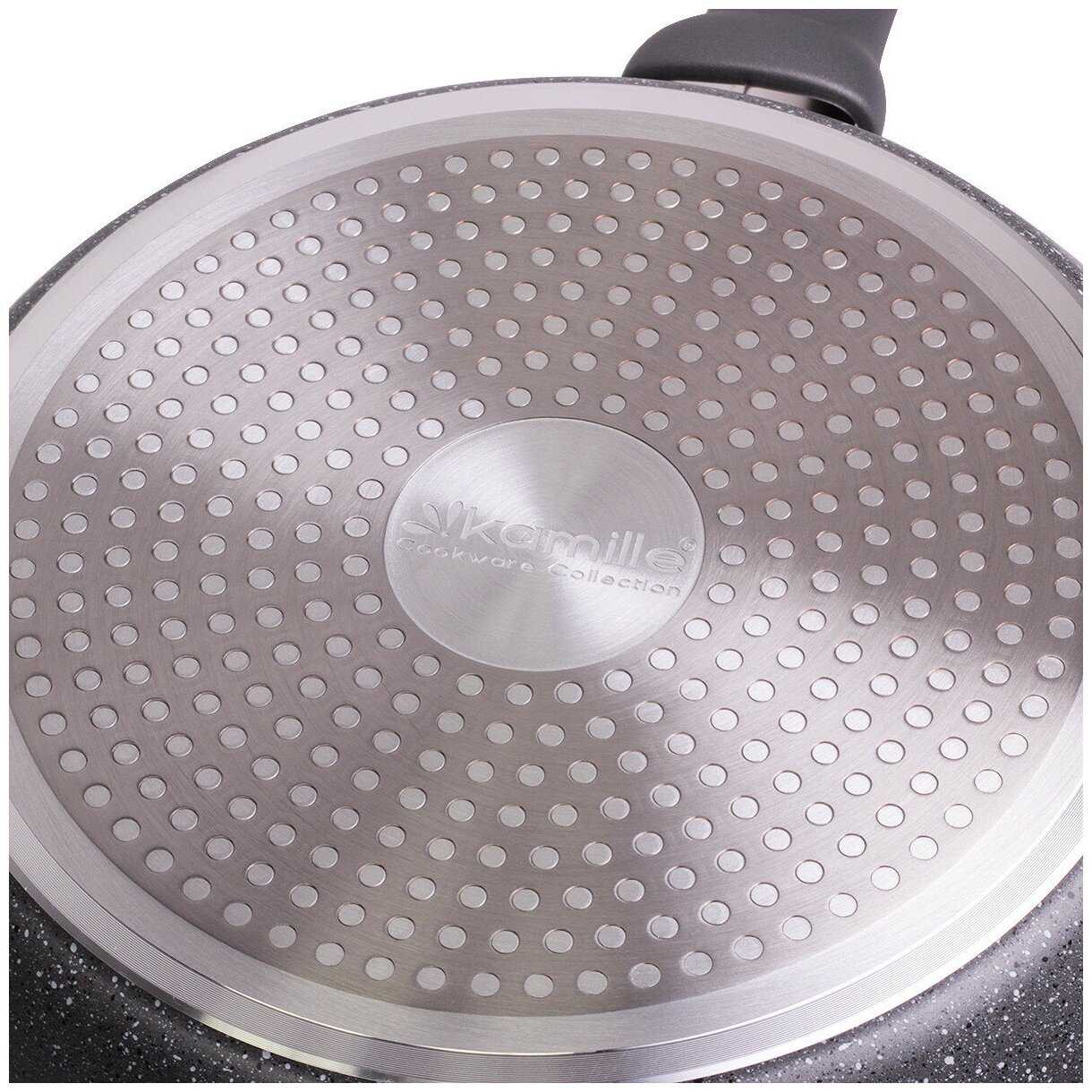 Сотейник 24 см с мраморным покрытием из кованного алюминия Kamille KM-4292GR (Ø24х7,5 см) фотография 4