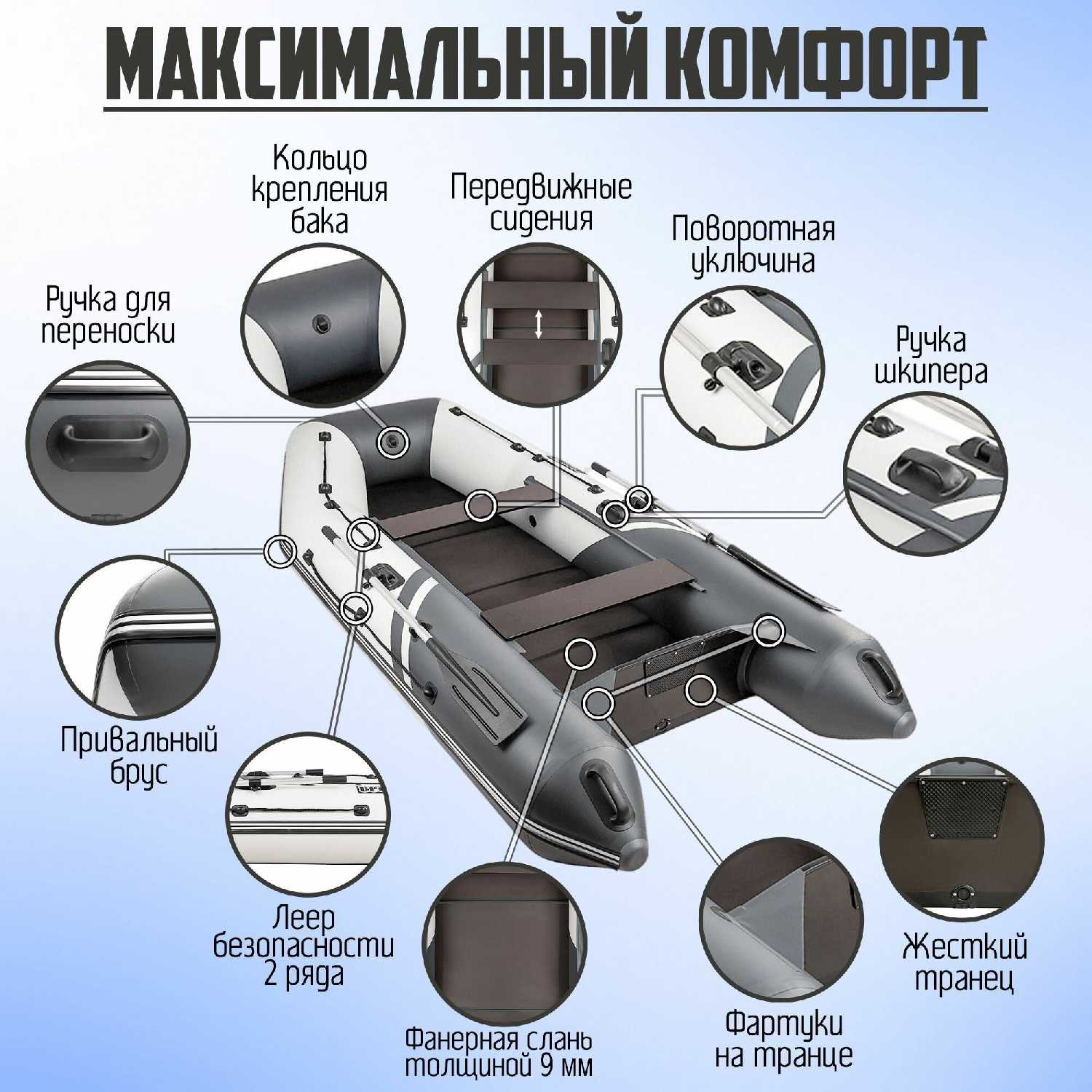 Лодка ПВХ Броня-320 СК слань+киль фотография 10