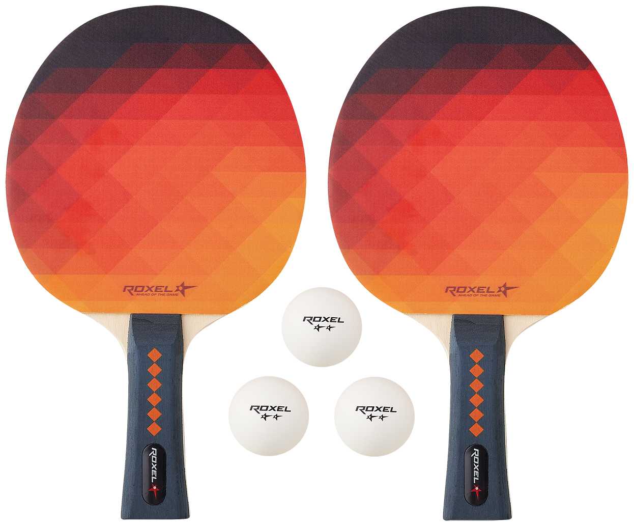 Набор для настольного тенниса Roxel Hobby Colour Burst, 2 ракетки, 3 мяча