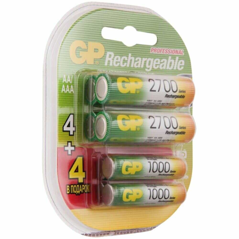 Аккумулятор GP Rechargeable 2700 Series AA + Rechargeable 1000 Series AAA фотография 2