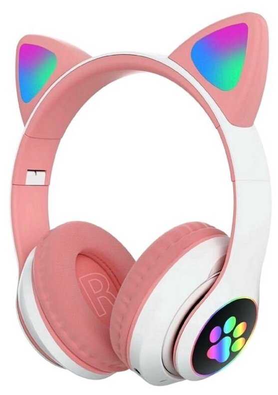 Беспроводные bluetooth наушники Cat Ear со светящимися кошачьими ушками и лапками LED, микрофон фотография 13