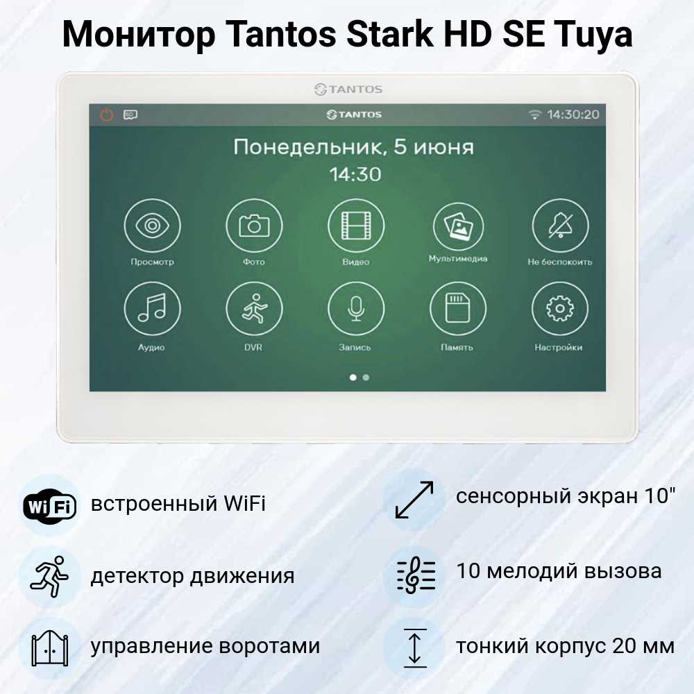 Комплект видеодомофона Tantos Stark HD SE WiFi Tuya (iPanel 2 HD) фотография 1