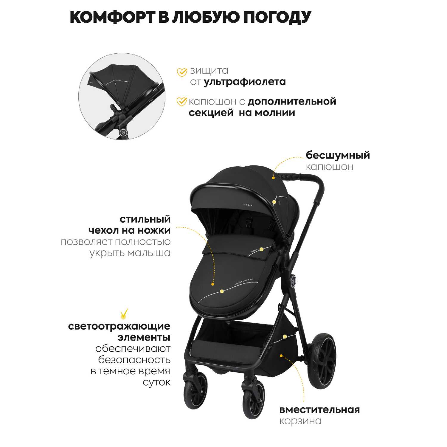 Коляска трансформер для новорожденных 2 в 1 Jovola Folk фотография 3