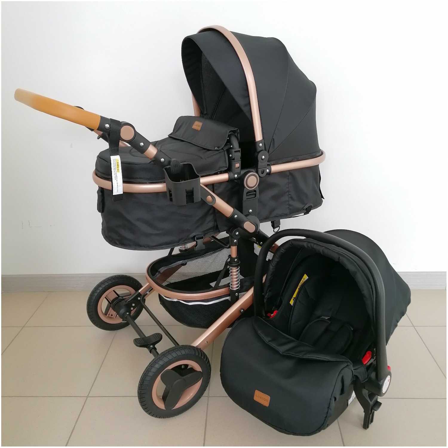 Детская Коляска 3в1 LUXMOM 530W, коляска для новорожденных, цвет черный, коляска-трансформер