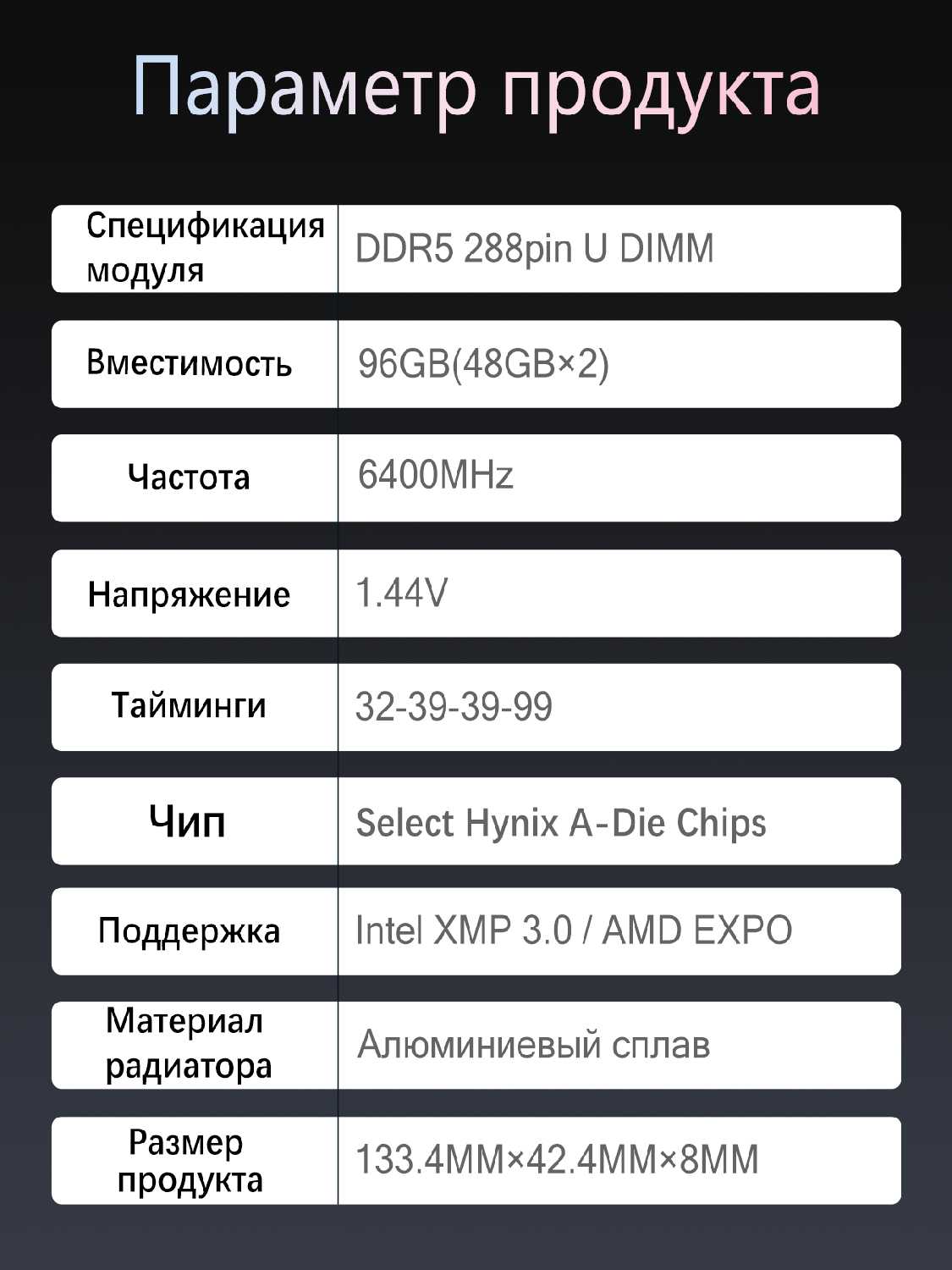 Модуль памяти Kingbank DDR5 6800MHz 224GB 48GB UDIMM New Heatsink (Hynix M-Die) фотография 27