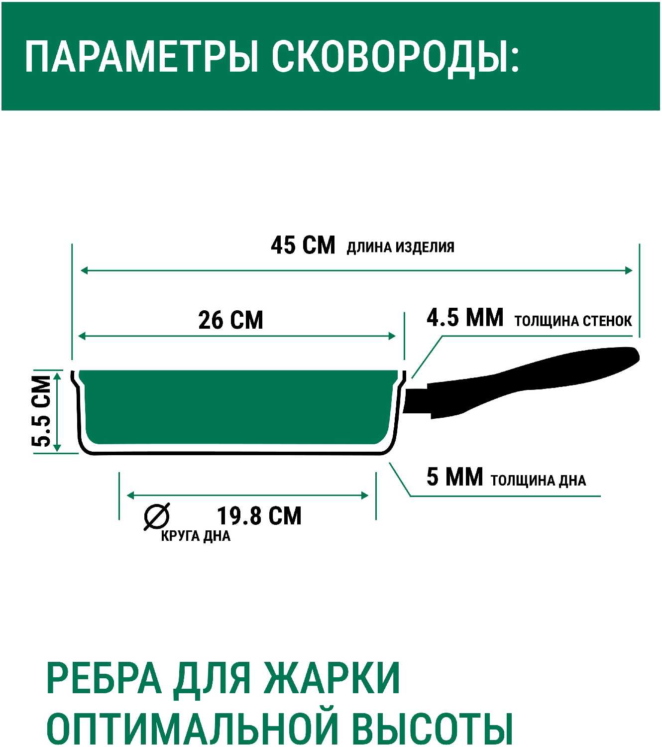 Сковорода-гриль квадратная литая Сила природы 26*26см фотография 2