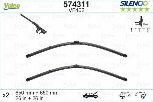 Щетка стеклоочистителя Valeo Silencio Flat Blade Set (VM402) фотография 19