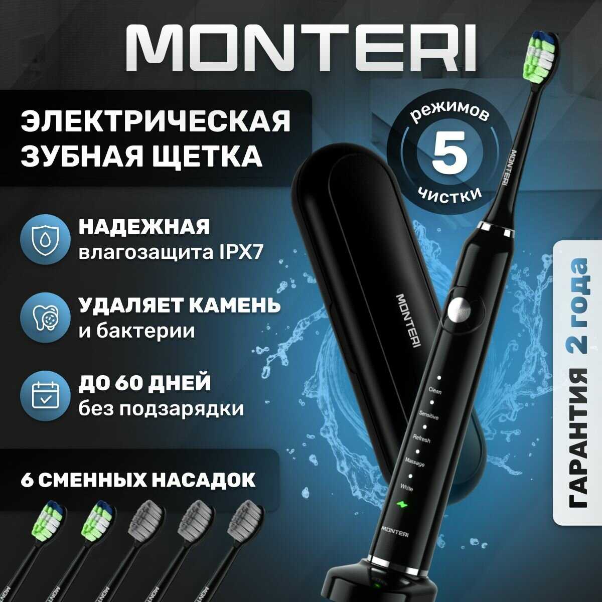 Электрическая зубная щетка MONTERI WellShine B32 фотография 15