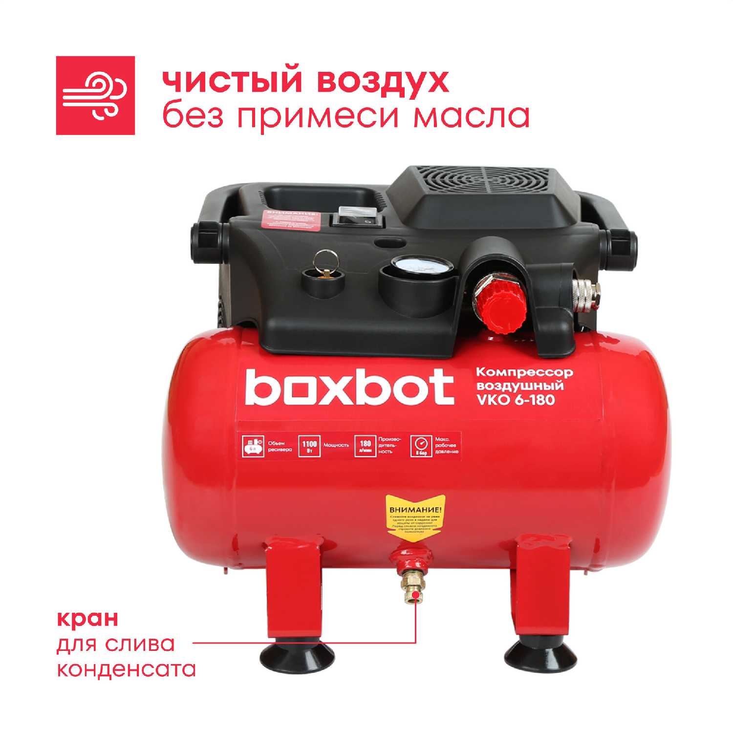 Компрессор Boxbot Компрессор безмасляный Boxbo (VKO 6-180/VKO 24-160/VKO 50-320) 1.1 кВт фотография 1