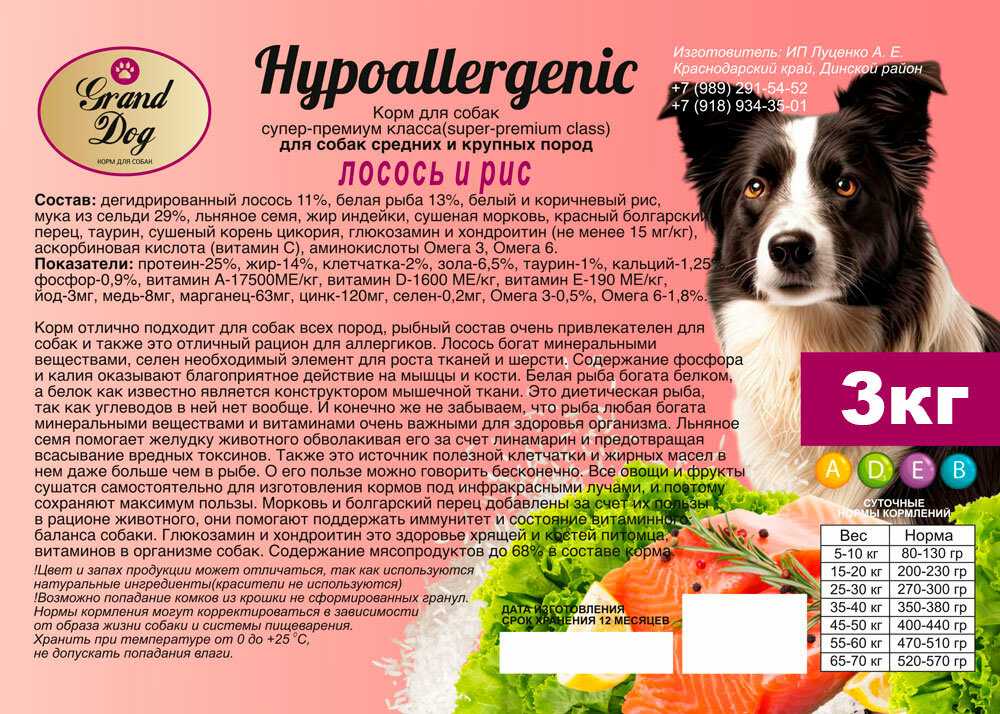 Корм для собак Grand Dog Hypoallergenic (лосось, рис) фотография 7