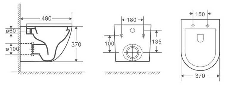 Чаша унитаза подвесная Azario Grado (AZ-0046-MB) фотография 15