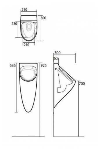 Писсуар подвесной KERASAN Aquatech 3735 с горизонтальным выпуском фотография 1