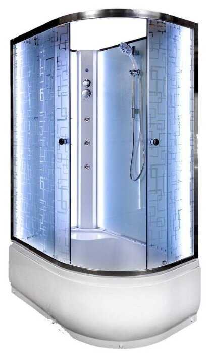Душевая кабина Deto 4512 L N без крыши с подсветкой и гидромассажем высокий поддон 120см*80см