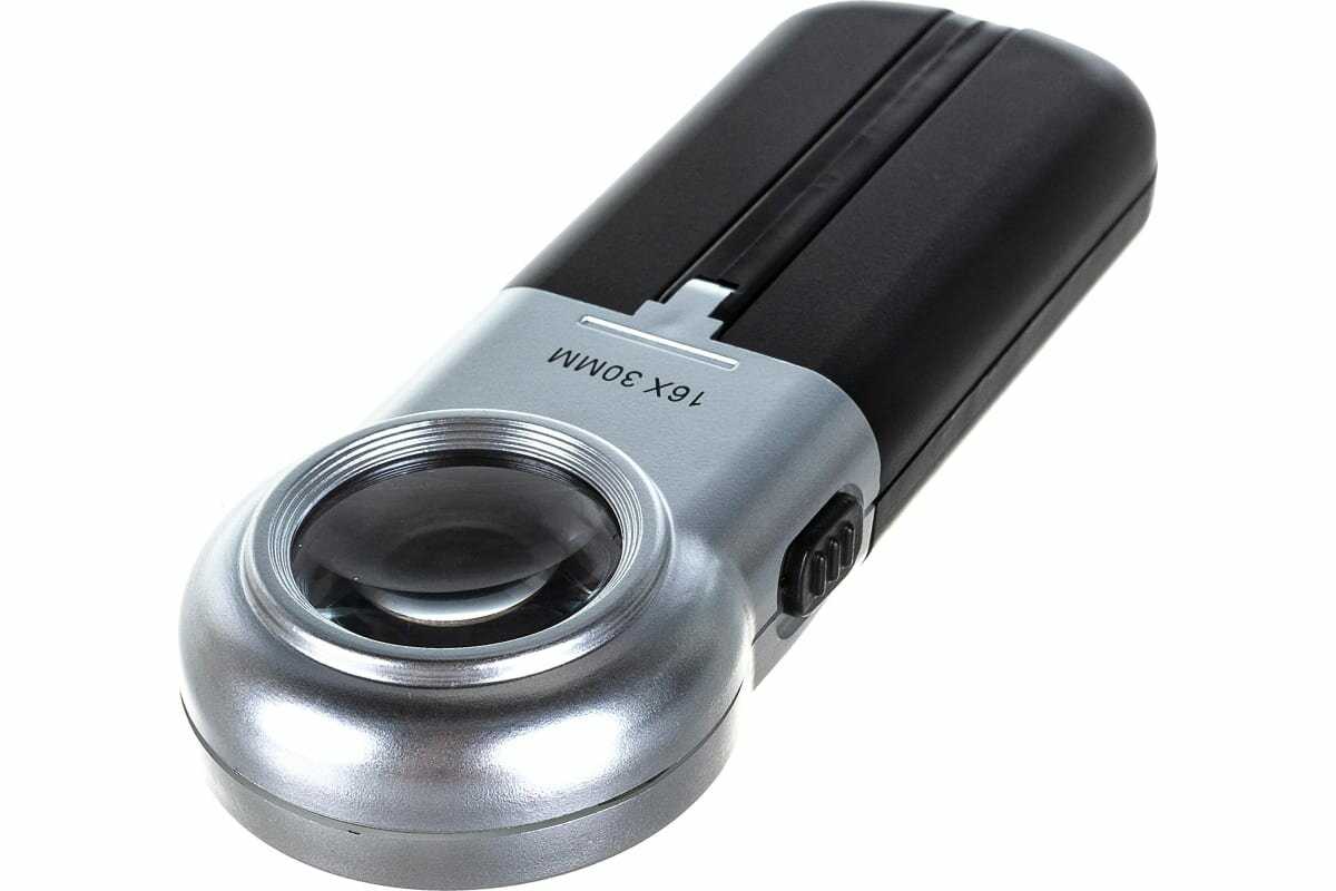 Лупа ручная Лупа ручная круглая 16x-30мм для чтения с подсветкой (2 LED) фотография 4