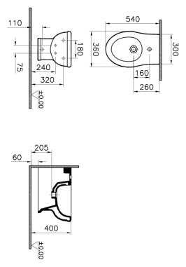 Биде подвесное VitrA Efes 5803B003-0288 с горизонтальным выпуском фотография 1