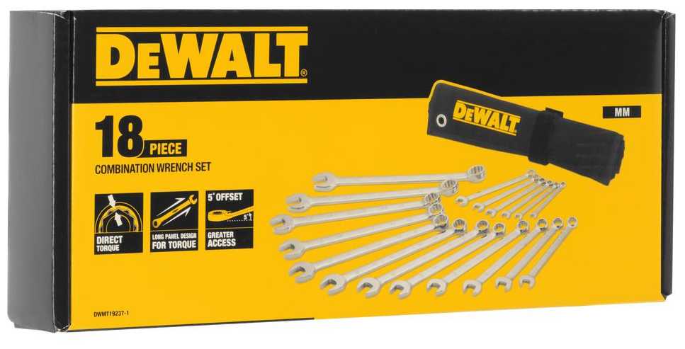 Набор из 18-ти комбинированных ключей DEWALT DWMT19237-1, 6-24 мм. фотография 1