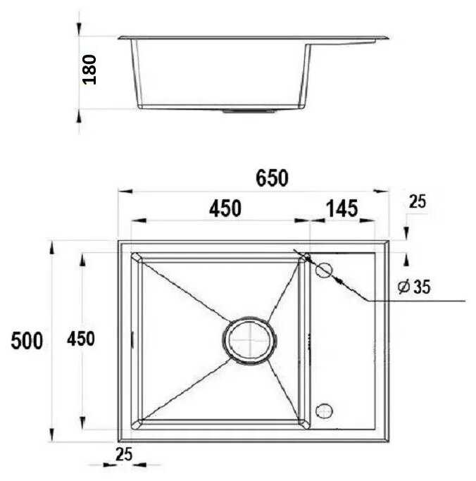 Комплект кухонная мойка из нержавеющей стали WISENT 6550B-X с PVD покрытием (65х50см) с дозатором. фотография 1