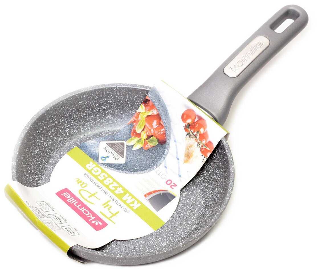 Сковорода Ø20 см с мраморным покрытием из алюминия Kamille KM-4285GR фотография 6
