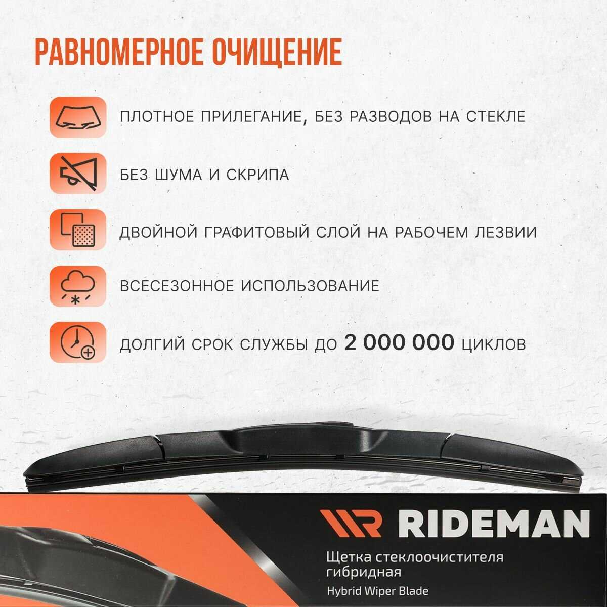 Щетка стеклоочистителя RIDEMAN Щетка стеклоочистителя гибридная (550 мм) фотография 27
