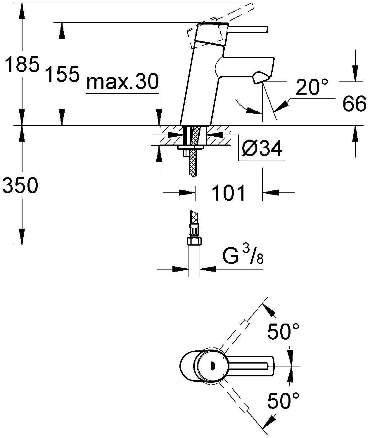 Смеситель для раковины Grohe Concetto (3224010E) фотография 6