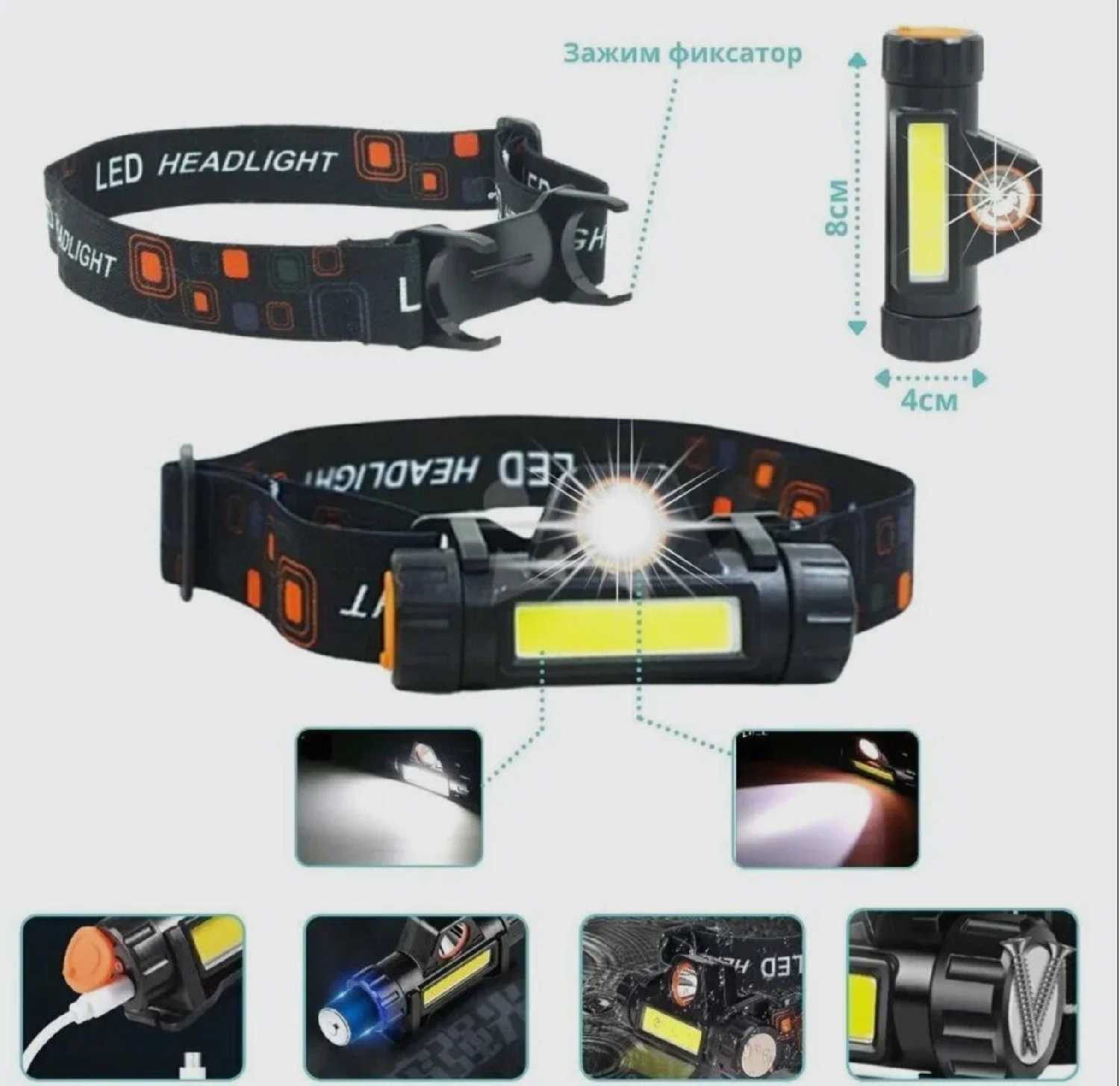Светодиодный налобный фонарик HT-665 фотография 5