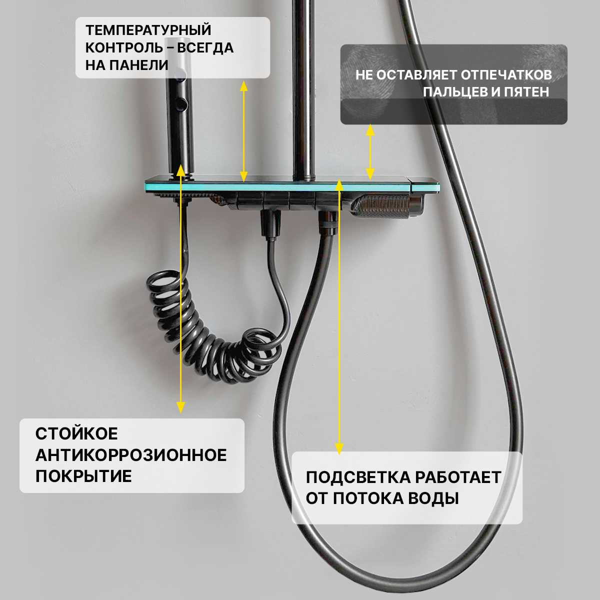 Душевой комплект Душевой комплект с тропическим душем 30см (4в1) фотография 15