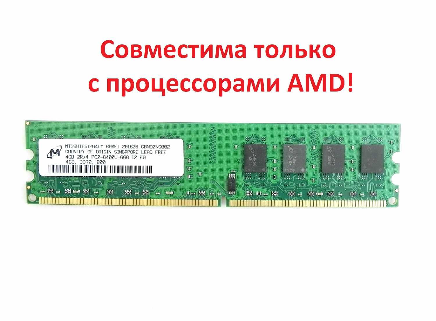 Модуль памяти Micron DDR2 4GB 2Rx4 PC2-6400U-666-12-E0