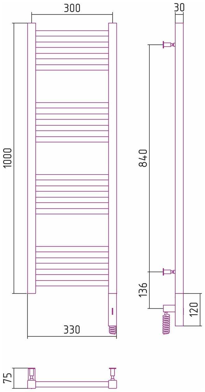 Электрический полотенцесушитель Сунержа Модус 3.0 1000x300 МЭМ Пр. арт. 00-5701-1030 фотография 3