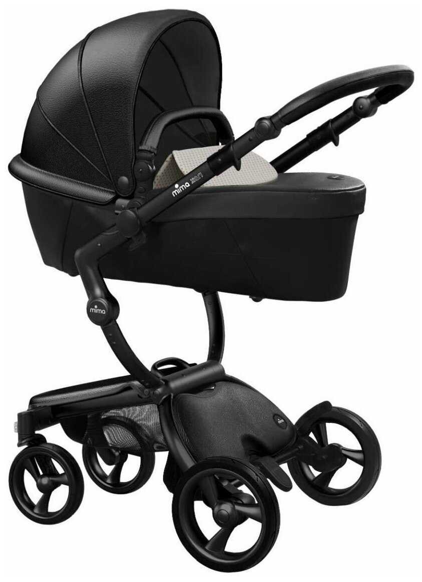 Коляска 2в1 Mima Xari Black на чёрном шасси с матрасиками Sandy Beige фотография 1