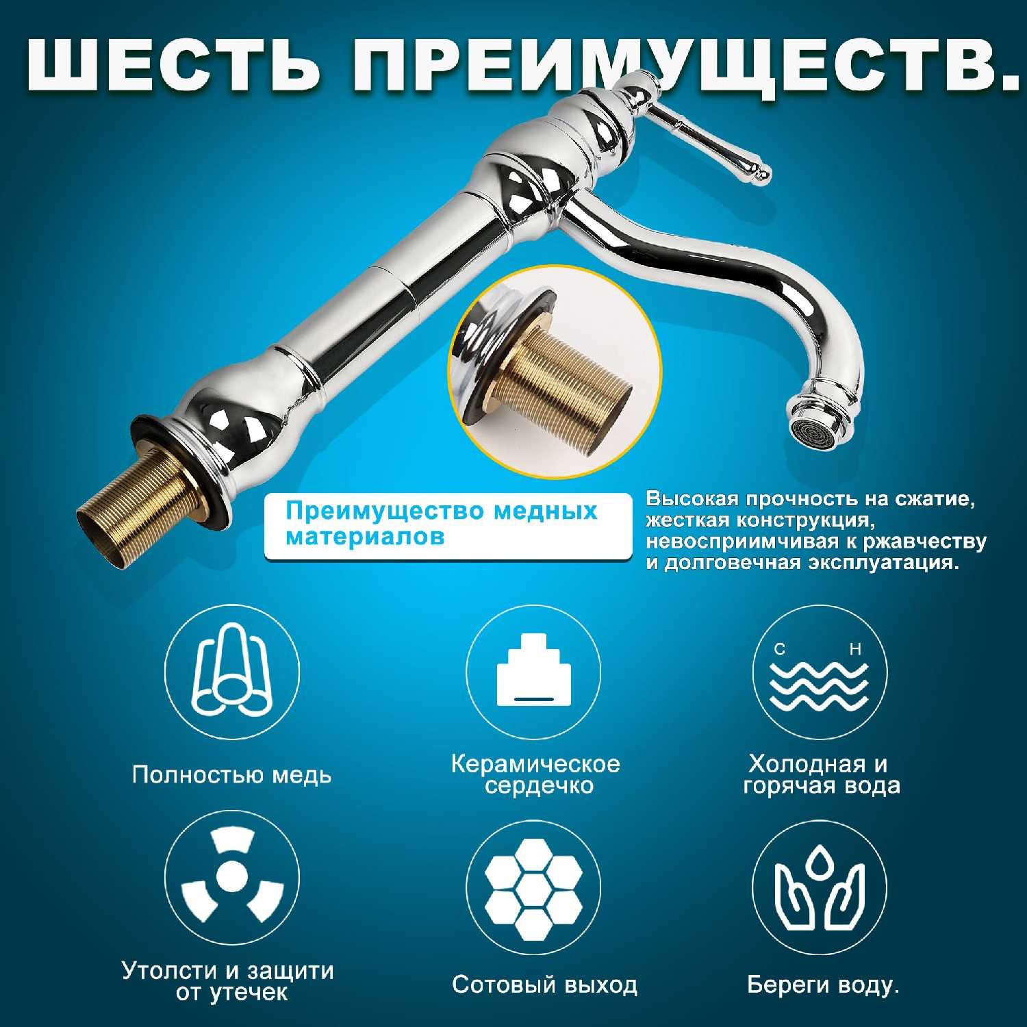 Смеситель для накладной раковины (225 мм) фотография 1