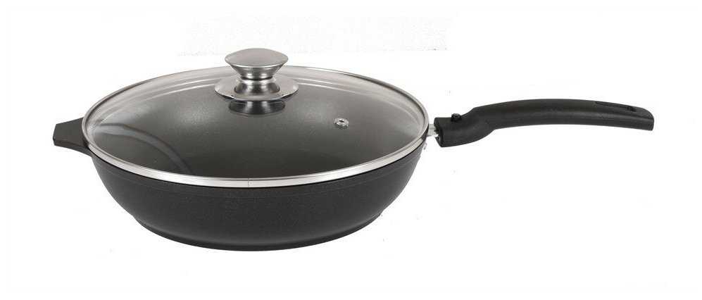 Cковорода Kukmara со съемной ручкой и стеклянной крышкой, диаметр 24 см с антипригарным покрытием фотография 1