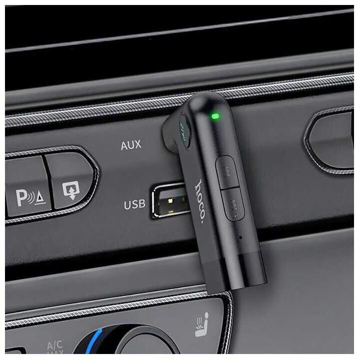 Автомобильный Bluetooth - адаптер Hoco E53 AUX, hands free, Чёрный фотография 5